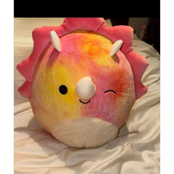 Original Squishmallows Trinity Pink Tie-Dye Triceratops 8" Plush Toy - Picture 3 of 7
